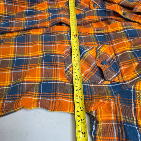 Arizona Jean Co, Orange/Blue Plaid Long Sleeve Button-Up, Womens, Large - Picture 5 of 5